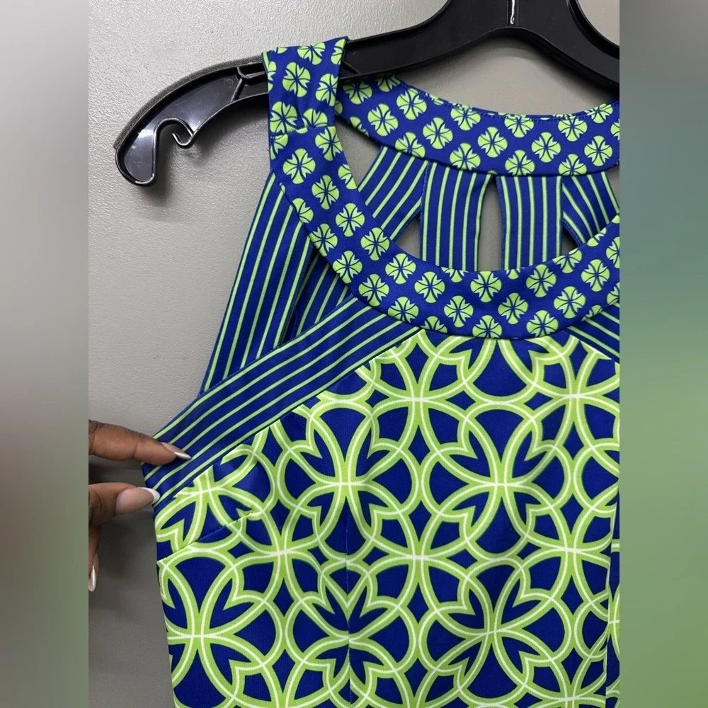 Gretchen Scott Jersey Isosceles Green and Blue Mini dress size small